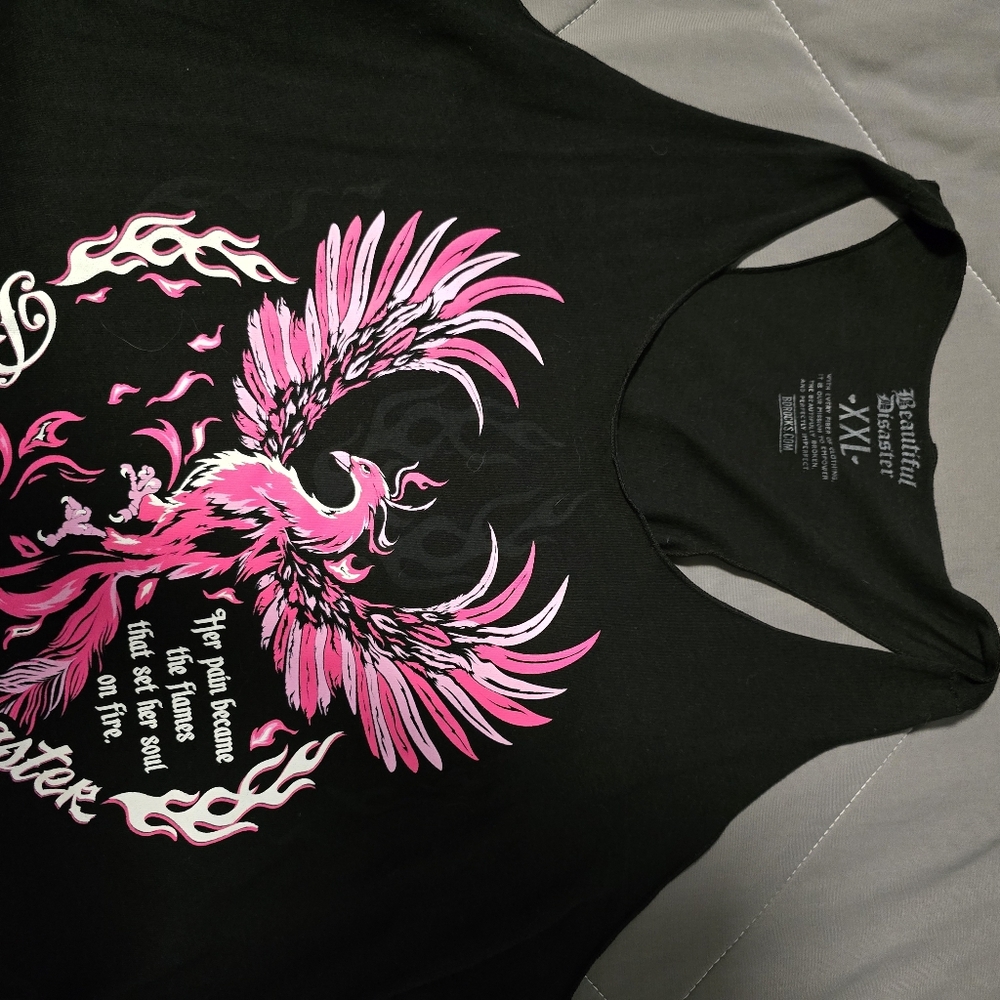 Beautiful Disaster Tank Top with Pink Phoenix Design - Picture 5 of 5